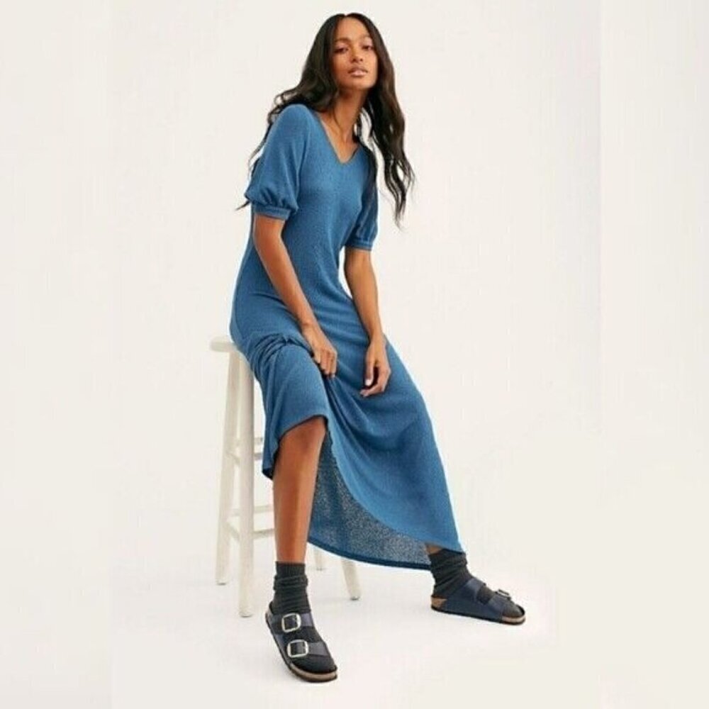Free People Beach Rare blue knit maxi dress size XS